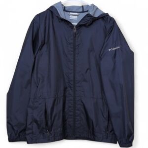 Columbia Navy Blue ☔ Sportswear Jacket, Size Large With Hood! Windbreaker